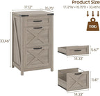 3 Drawer Small File Cabinet, Farmhouse Vertical Filing Cabinet Fits Letter/A4 Size, Wooden File Cabinets Printer Stand for Home Office, Living Room, Rustic Grey
