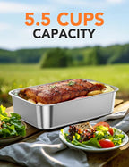 EAST OAK Stainless Steel Inner Container with Lid for Cordless Electric Lunch Box, 1.3L Meal Container for Portable Heated Lunch Box with Removable Tray Divider, Dishwasher Safe