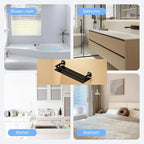 16-Inch Bathroom Glass Shelf - Matte Black Wall-Mounted Organizer - Thickened 8mm Black Tempered Glass with Safety Railing