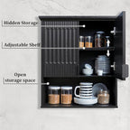 FLOWBACK BlackBathroom Wall Cabinet Over The Toilet Storage, 23.5×31.4 Inch Wall Mounted Medicine Cabinet for Bathroom with Adjustable Shelf and Door, Wood Cabinet for Laundry Room, Bedroom Kitchen