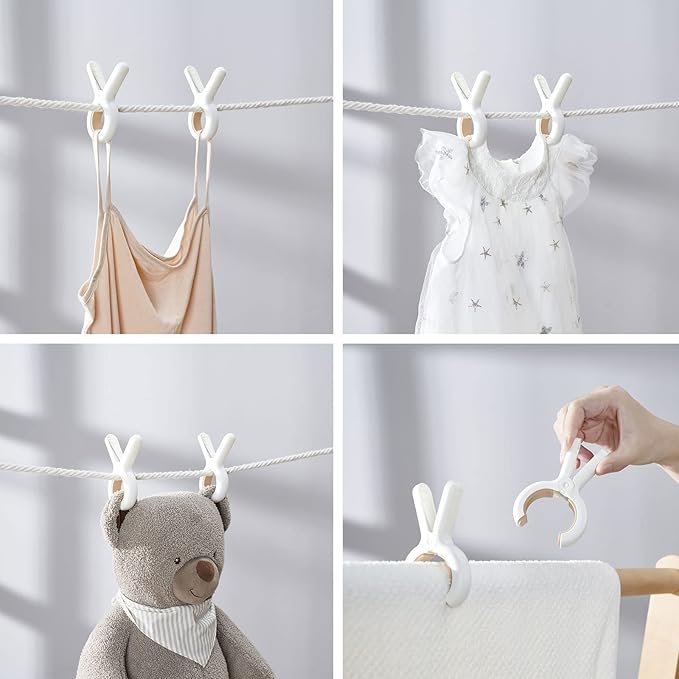 6 Pack Plastic Clothes Pins with Strong Anti-Rust Springs,Heavy Duty Beach Towel Clips,Laundry Clothespins to Keep Your Towel, Clothes, Blankets to Dry on Clothesline and Hanging Rack