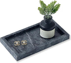 Natural Small Marble Vanity Tray, Luxury Stone Organizer for Bathroom & Kitchen | Holds Soap Dispenser, Jewelry, Perfume | Non-Resin, Non-Ceramic Décor (Black, Mini (7.9" x 4.3" x 0.78"))