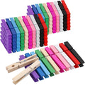 100Pcs Colored Wooden Clothespins, 2.9inch Clothes Pins for Crafts Clip Laundry, 10 Color Cheer Pins
