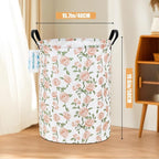LANGYASHAN Laundry Basket Canvas Fabric Collapsible Organizer Basket for Storage Bin Toy Bins Gift Baskets Bedroom Clothes Children Nursery Hamper (Rose)