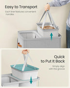 SONGMICS Laundry Basket, 44.9 Gal. Laundry Hamper, 2 Compartments, Easy Assembly, with Lid and Handles, Removable Inner Bags, 22 x 15.7 x 29.5 Inches, Dove Gray ULCB813G01
