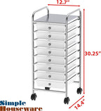 Simple Houseware Utility Cart with 8 Drawers Rolling Storage Art Craft Organizer, Chrome