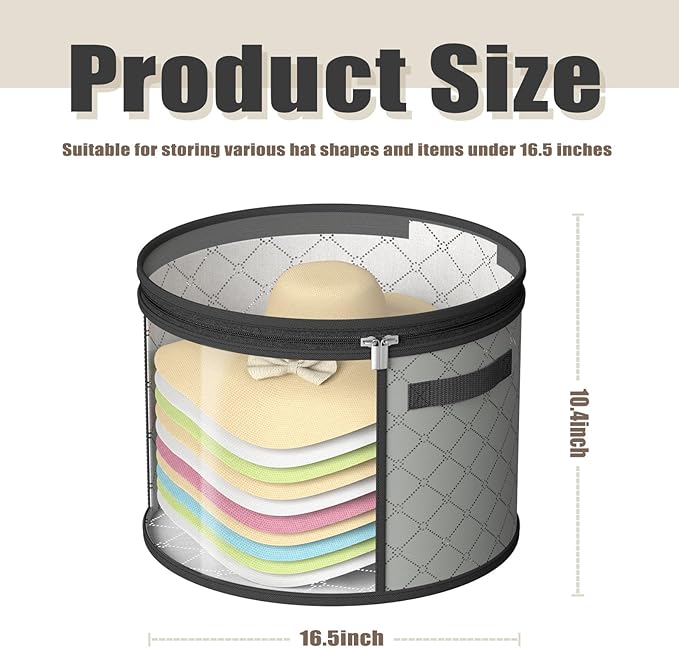 Hat Boxes For Women Storage - This Oversized Clear Hat Storage Bag can hold 9 hats,suitable for cowboy hats,suitable for travel and daily hat organizer for closet. (Gray)