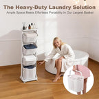 4-Tier Laundry Sorter Cart with Wheels, Large 95L Capacity Hamper Organizer, Rolling Storage with Removable Mesh Bins for Heavy Duty Use in Home, Dorm, Apartment (17.32"x13.1"x54.72")