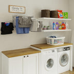 brightmaison BGT Wash Clothes Drying Rack Wall Mount Laundry Room Organizer with Hooks & Swing Arms, 17" Metal Laundry Rack Silver