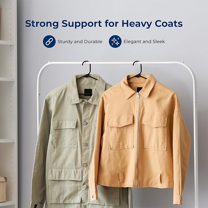 SereneLife 150-Piece Plastic Hangers Black – Heavy Duty Non-Slip Clothes Hanger Set, Durable Slim Space-Saving Closet Organizers for Coats Shirts and Dresses, 5.5 lbs Weight Capacity Each