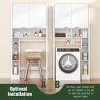 31" W Over The Toilet Storage Cabinet with Fluted Door, White Bathroom Organizer with Adjustable Shelf, 67''H Tall Toilet Paper Holder Stand Wave Door for Restroom, Laundry Room