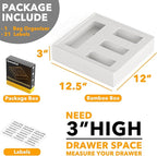 SpaceAid Bag Storage Organizer for Kitchen Drawer, Bamboo Organizer, Compatible with Gallon, Quart, Sandwich and Snack Variety Size Bag (1 Box 4 Slots), White