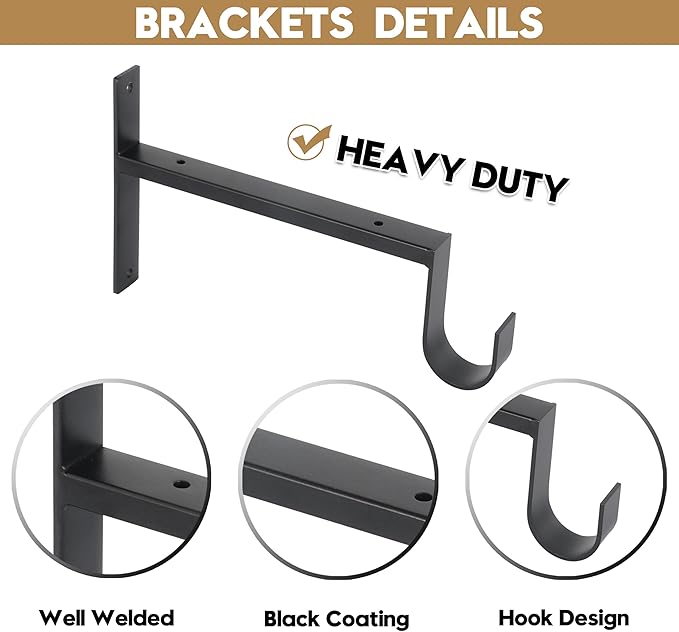 AddGrace Heavy Duty Closet Rod and Shelf Brackets 6 Inch Wall Mounted Closet Rod Bracket with Pole Holder Shelving Support with Screws for Laundry (2 Pack)