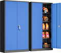 INTERGREAT Metal Storage Cabinet,72" Steel Lockable File Cabinet with Locking Doors and Adjustable Shelves,Locking Tool Cabinets for Office,Home,Garage,Gym,School (Black Blue)