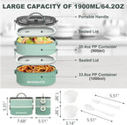 Lunch Box, Stackable 2 Layers Containers, Portable 64OZ Large Capacity Leakproof Bento Box with Spoon & Fork & Sauce Boxes, Microwave Safe Lunch Box for Kids and Adults