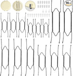 Bilillo 14 Pcs Plate Hangers for Wall - 6/8/10/12/14 Inch Invisible Plates Hanger, Stainless Steel Plate Holders with 14 Pieces Wall Hooks for 5.5 to 15.5 Inch Decorative Plates and Arts (Black)