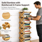 The 6-Tier No-Assembly Bamboo Rack, Bamboo Shoe Rack, Foldable Shoe Rack, Space Saving Collapsible Shelves for Entryway, Closet, Bathroom, Bamboo Shoe Rack, Foldable Shoe Rack (Wood, 6Tier)