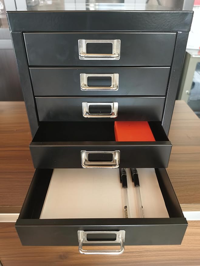 Office Storage Cabinet - File Cabinet Mini 5 Tier Metal File Organizer Document Organizer, for Home, Office, Desk (Black)