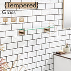 KOKOSIRI Wall Shelves Bathroom Hardware Glass Floating Shelf 20-Inch for Bedroom, Living Room, Kitchen, Hanging Rack Champagne Bronze B1105CPG-L20