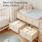 DIMJ Drawer Organizers - Set of 12 Fabric Closet Organizers and Storage, Drawer Dividers for Baby Clothes, Socks, Belt, Tie (Beige)