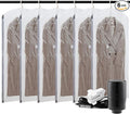 AILI Hanging Vacuum Sealer Suction Space Saver Storage Bags for Clothes Travel with Electric Air Pump And Rolling Slide Clip for Coats, Closet Organizers, 6 Long