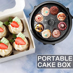Cake Carrier Round Cake Stand Plus Height Cake Container with Cupcakes Pad, Handle, Lid Reusable Package Box for Transporting Desserts,Pie,Toast,Fruit (10" Black)