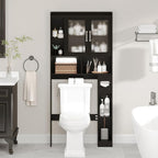 Vabches Over The Toilet Storage Cabinet, Farmhouse Storage Cabinet Over Toilet with Acrylic Doors，Home Space-Saving Toilet Rack, for Bathroom, Restroom, Laundry, Black
