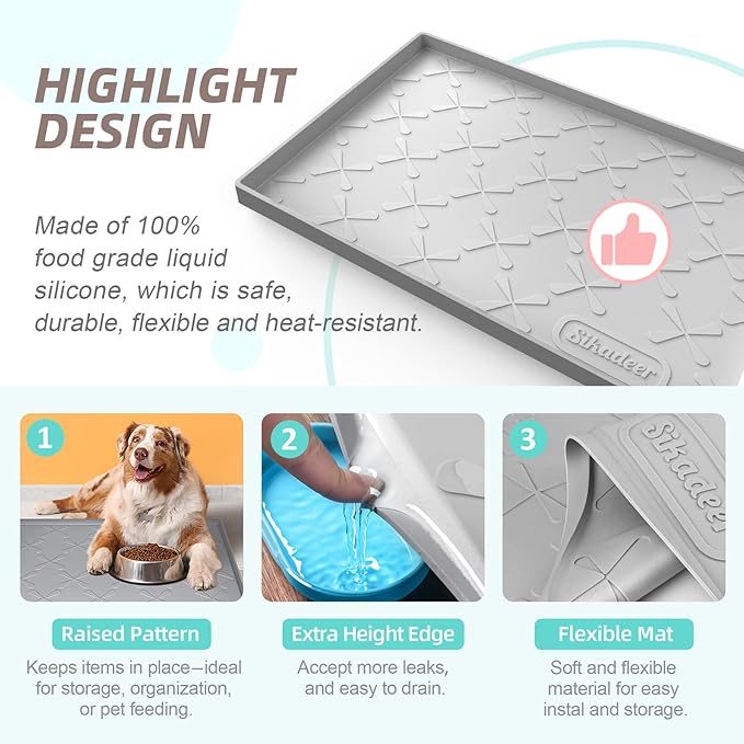 SIKADEER 25" x 19" Under Sink Mat Waterproof, Silicone Mat Kitchen Drawer Shelf and Cabinet Liner, Sink Protector for Kitchen Organizers and Storage, Boot Tray Pet Food Mats