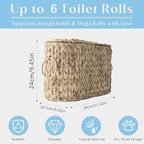 Toilet Paper Storage Basket,Water Hyacinth Wicker Basket with Lid and Handles for Bathroom Organizer and Storage,Toilet Paper Holder Stand with Storage,Papers Container for up to 6 Mega Rolls