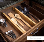 Bamboo Drawer Dividers Set of 4, Adjustable Drawer Organizers for Kitchen, Bedroom, Bathroom, Dresser & Office (13"-17")