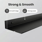 Z metnal Bathroom Shelf, Small Floating Wall Shelves, Decorative Ledge Shelf, Aluminum, Wall Mounted, Matt Black, 24/20/16 inch, 3 Set