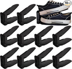 Shoe Slots Organizer, Shoe Stackers Space Saver, Adjustable Double Layer Stack Shoe, Take Up Less Space & Organize More Shoes, Holder for Closet Organization (Black, 10 Pack)