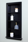 Fox Hollow Furnishings 14x36 Aiden Recessed Wall Niche Medicine Cabinet Replacement, in The Wall Bathroom Cabinet Insert Shelf/Shelves, Made in North America, Real Wood, NO MDF, Beadboard, Black