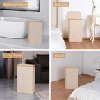 65L Slim Laundry Hamper, Narrow Laundry Basket with Lid,Foldable Clothes Hamper with Bamboo Handles,Hamper Basket with Removable Inner Bag for Laundry Room Bedroom College Dorm,Oatmeal