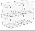 Sorbus Stackable Storage Bins Open Front, Clear Stackable Storage Bins, Pantry Bins for Storage and Organization, Acrylic Stackable Bins for Kitchen, Clear Pantry Organizer Bins (Medium Sqware 4 Pack)