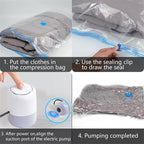 Electric Air Pump for Vacuum Storage Bags, Portable Vacuum Pump for Various Space Saver Bags, Vacuum Storage Bag Pump for Compression Quilts, Clothing (Storage Bag Not Included)