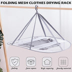 1 Tier Folding Mesh Clothes Drying Rack with Internal Fixation Stackable Sweater Drying Rack Portable Hanging Laundry Rack for Sweater,T-Shirt,Delicates,Swimsuit (1 Pack)