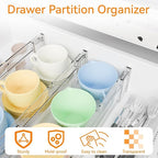 Yieach 4 Pack 3.2 Inch Shallow Acrylic Drawer Dividers for Clothes -Expandable from 15-21''- Adjustable Drawer Dividers for Baby Clothing,Sock,Underwear,Clear in Drawer Separators for Dresser,Kitchen