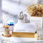 Chengu 2 Pcs Bamboo Bathroom Trays Small Vanity Tray for Toilet Tank and Bathroom Counter Top, Wood Napkin Holder Tray Organizer for Soap Dispenser Perfume Home Kitchen Decor, 9.8 x 5.5 Inch