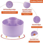 Desk Pencil Pen Holder, 5 Slots 360°Degree Rotating Pen Organizers for Desk, Desktop Storage Stationery Supplies Organizer, Cute Pencil Cup Pot for Office, School, Home, Art Supply, Purple