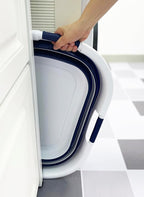 SAMMART 40L (10.5 gallon) Set of 2 Collapsible Plastic Laundry Hamper - Foldable Pop Up Storage Container/Organizer - Portable Washing Tub - Space Saving Basket (2, White/Starry Blue)