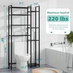 Simple Trending 8 Tier Over The Toilet Storage with Side Rack, Bathroom Organizer Metal Shelves for Towels, Black