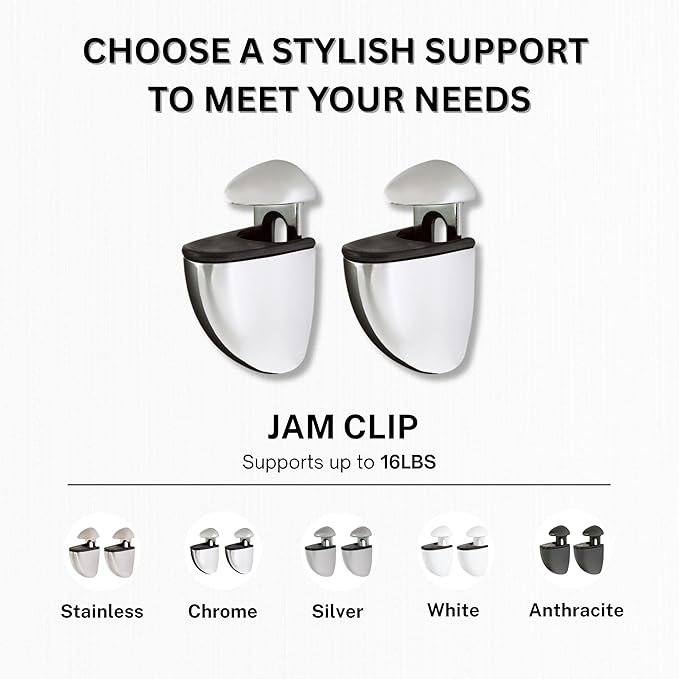 Glass Shelves - Tempered Safety Glass Shelves for Bathroom, Choose Over 20 Shelf Brackets and Multiple Shelf Sizes - Jam Style - 23.6 x 4.7 in - Stainless Clip