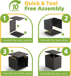 35 Gallon Resin Deck Box with Lockable Latch, Waterproof UV-Resistant Multi-Purpose Outdoor Storage for Patio Cushions, Garden Tools & Package Storage, Black