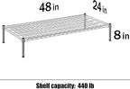 24" Deep x 48" Wide x 8" Height Wire Shelving Kit | 1-Tier | NSF Commercial Storage Rack Unit