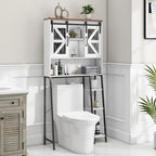 Vabches Over The Toilet Storage Cabinet, Farmhouse Storage Cabinet Over Toilet with Sliding Barn Door，Home Space-Saving Toilet Rack, for Bathroom, Restroom, Laundry White