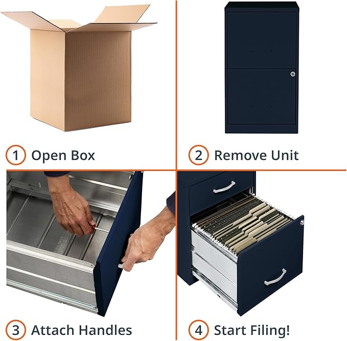 2 Drawer Locking Filing Cabinet | Pre-Assembled Steel Construction | Space-Saving Design is Perfect for Home and Small Office | Letter-Size | Assembled in North America