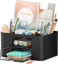 Stationary Organiser 7-Grid Desk Organizer with Drawer – Multifunctional Plastic Table Organizer & Pen Holder for School, Office, and Home (Black)