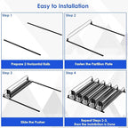 6 Rows Black Drink Organizer for Fridge, 3rd Gen Refrigerator Organizers and Storage, Automatic Pusher Glide and Adjustable Width Can Organizer for Refrigerator - Holds up to 30 Cans