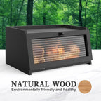Bread Box for Kitchen Countertop Large Bread Box Farmhouse Bread Container Bread Storage with Window Bread Holder Black